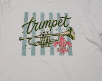 White Trumpet Shirt, Vintage New Orleans Jazz T-Shirt