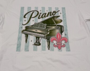 White Piano Shirt, Vintage New Orleans Jazz T-Shirt