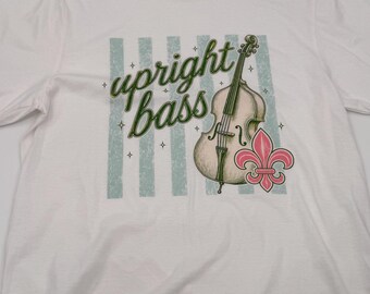 White Upright Bass Shirt, Vintage New Orleans Jazz T-Shirt