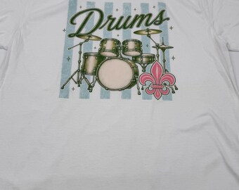 White Drummer Shirt, Vintage New Orleans Jazz Drum T-Shirt