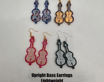 Upright Bass Earrings, Double Bass Dangle Earrings, Bass Player Gift, Lightweight Music Earrings, Orchestra Jewelry