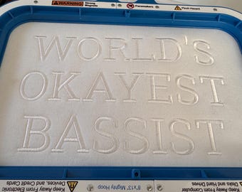 World’s Okayest Bassist Sweatshirt, White on White Embroidered Crewneck, Funny Bass Player Gift, Minimal Musician Pullover