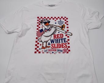 Red White & Slides Trombone Shirt, Patriotic Trombone T-Shirt, Brass Player Tee, Music Lover Shirt, Let Freedom Swing Tee