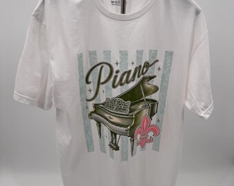 White Piano Shirt, Vintage New Orleans Jazz T-Shirt