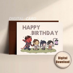 Baldur's Gate 3 Cartão de Feliz Aniversário DIGITAL Download Shadowheart Karlach Lae'zel
