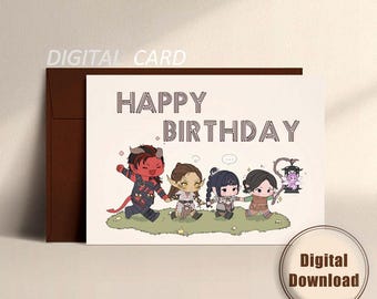 Baldur&#39;s Gate 3 Happy Birthday Card DIGITAL Download Shadowheart Karlach Lae&#39;zel