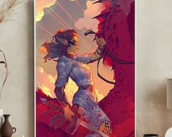 Baldur&#39;s Gate 3 Lae&#39;zel Art Print: Extra Large Canvas Wall Decor