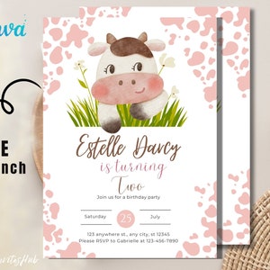 Holy Cow Birthday Invitation Template, Holy Cow Invitation, Editable Holy Cow invitation, Cowgirl Invitation