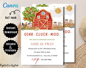 Farm Animals Birthday Invitation: Barnyard Party (Download Template)