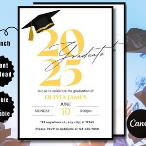 Graduation Invitation Template: Class of 2025, Editable 5x7 (Digital Download)