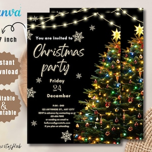 Bewerkbare kerstfeestuitnodiging, jingle and mingle-feestuitnodiging, kerstverjaardagsuitnodiging, kerstman-feestkaartuitnodiging