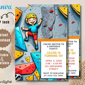 Rock Climbing Birthday Invitation: Editable Printable (5x7 Inches)