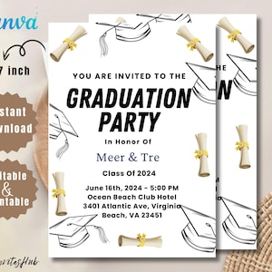 Printable Graduation Invitation Template: Class of 2025 (5x7 Inches) (Digital Download)