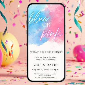 Balloon Gender Reveal Invitation: Electronic Baby Shower Evite (Digital Download)