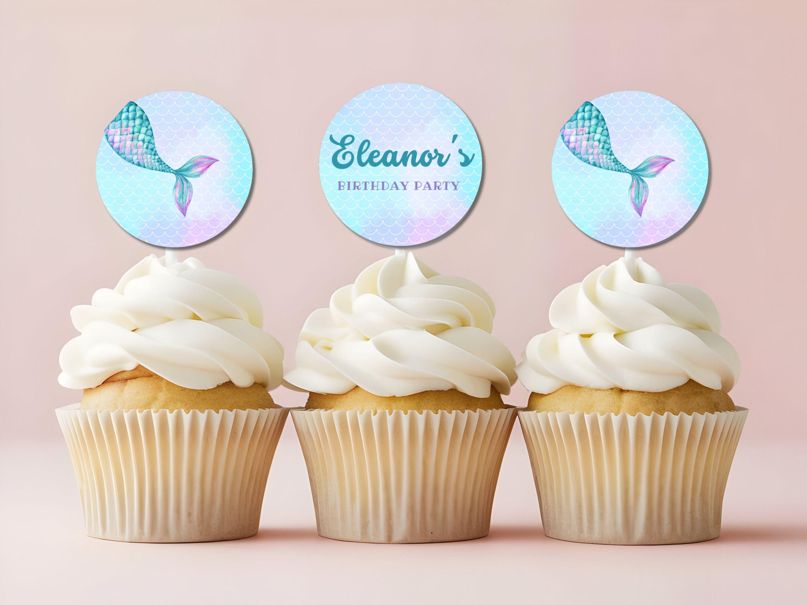 Editable Mermaid Birthday Cupcake Toppers Under the Sea Cake Toppers ...