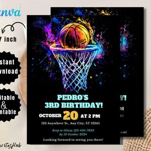 Basketball-Einladung, Basketball-Geburtstag-Einladung, sofortiger Download Basketball-Einladungen