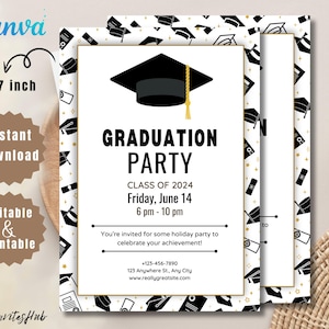 Graduation Party Invitation Template Editable Graduation Annauncement Invitation Graduation Party Invite Download, Class of 2025 Grad Invite