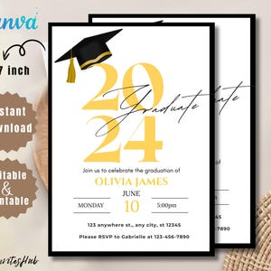 Editable Graduation Invitation Template: Class of 2025 (5x7 Inches) (Digital Download)