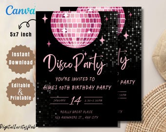 Disco Ball Birthday Invitation: Dancing Queen Party (PDF)