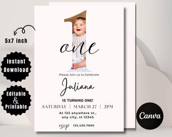 Boho First Birthday Invitation: Editable 5x7 Party Invite (Digital Download)