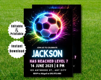 EDITABLE Soccer Birthday Invitation, Soccer Invitation, 5x7 Editable Canva Template