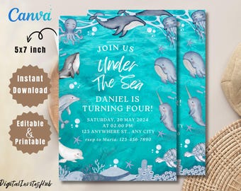 Under The Sea Birthday Invitation: Ocean Animals Party (Digital Download)