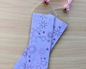 Six Bookmark Options - Pink Stars, Tea Set, Today I Am Enough - Printed & in a plastic sleeve for protection - Reading Gift, Booktok