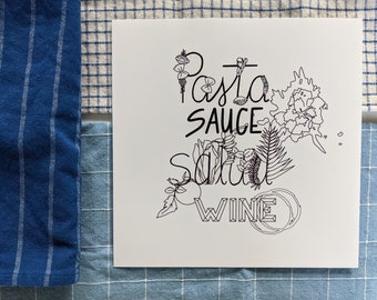 Italian Food Print - Hand Illustrated