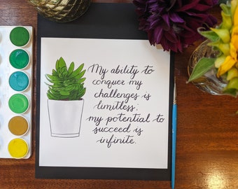 My ability to conquer my challenges is limitless - Hand-Illustrated