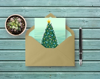 Christmas Tree Greeting Card - Christmas and Winter Holiday Greeting Card