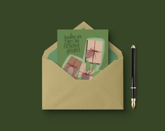 Sending You Cheers This Holiday Season Greeting Card - Brown Paper Packages - Christmas and Winter Holiday Greeting Card