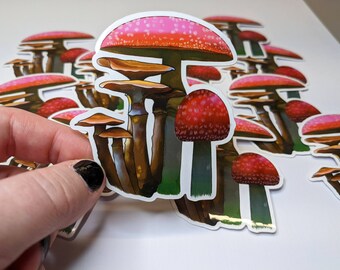 Beautiful Wild Mushroom Illustration Sticker for decorating your items - Great for Water Bottles, Coffee Mugs, Laptop