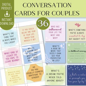 Konversationskarten für Paare, Fragen zur tiefen Verbindung, Beziehungsaufbau, Print zu Hause, sinnvolle Gespräche, Geschenk für Partner