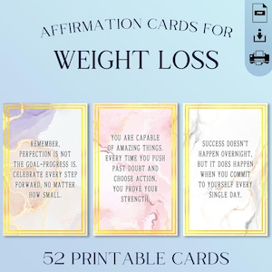 Cartes d'affirmation de la perte de poids - Déclarations positives et motivantes pour soutenir votre mode de vie sain, vos objectifs de mise en forme et votre amour-propre