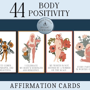 Tarjetas de afirmación de positividad corporal / Tarjetas digitales de amor propio para imprimir / Aumento diario de la confianza / Autocuidado y salud mental