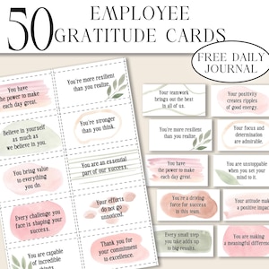Employee Gratitude & Motivation Cards, Printable Affirmation Notes for Workplace Appreciation, Team Encouragement, and Positive Office