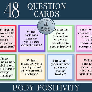 Tarjetas de reflexión sobre positividad corporal y amor propio: preguntas para la autoaceptación, la confianza y el bienestar (temas imprimibles)