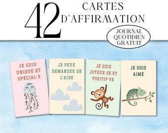 42 Cartes d'affirmation pour enfants, Cartes de motivation, Cartes d'affirmation imprimables, Cartes pour enfants