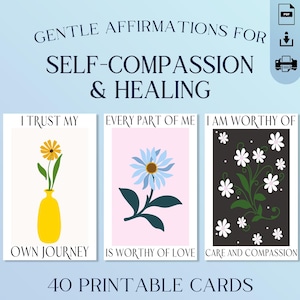Self-Compassion Affirmation Cards – Printable Mental Health & Self-Care Deck for Healing, Inner Peace and Daily Emotional Support