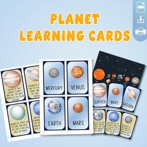 Cartes-éclair imprimables du système solaire pour enfants – Cartes d'apprentissage de la planète pour des activités scientifiques, l'école à la maison et des activités éducatives amusantes dans l'espace