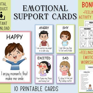 Emotions for Kids Cards, Emotional Awareness, Feelings Flashcards, Self-Regulation, Autism Support, Therapy Tools, Classroom or Home Use