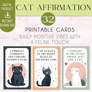 Cartes d'affirmation de soi : des ondes positives quotidiennes avec une touche féline ! Renforcez votre confiance en vous, votre amour-propre et votre paix intérieure avec des citations inspirantes.