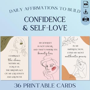 Cartões de Afirmação de Amor-Próprio – Impressões de Arte Motivacional para Confiança, Empoderamento e Crescimento Interior | Mantras Diários para Imprimir em PDF