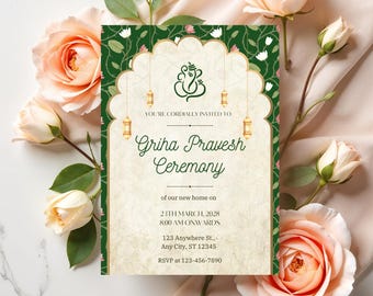 Indian Housewarming invitation | Griha Pravesh Invite | Gruha Pravesam | Pooja invite | Indian ceremony Invite | Hindu Housewarming