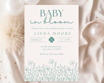 Invito Baby in Bloom / Invito Baby Shower / Baby Shower Primavera Estate / Invito Baby Shower Stampabile / Invito Baby Shower Digitale /
