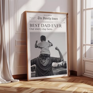 PERSONALIZED NEWSPAPER POSTER , Custom Wall Art News Print  ,Trendy Gift for Dad ,Printable Digital Download ,