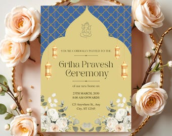 Indian Housewarming invitation | Griha Pravesh Invite | Gruha Pravesam | Pooja invite | Indian ceremony Invite | Hindu Housewarming