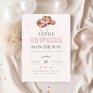 Cowgirl Baby Shower Invitation | Editable Western Baby Shower Boy Invite Template | a Little Cowboy on the Way |Printable Invitation |