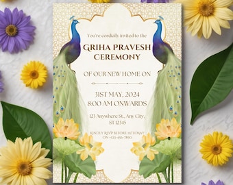 Indian Housewarming invitation | Griha Pravesh Invite | Gruha Pravesam | Pooja invite | Indian ceremony Invite | Hindu Housewarming