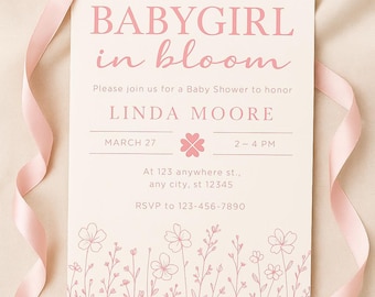 Invito per baby shower / Invito per baby shower / Baby shower per bambine / Invito stampabile per baby shower / Invito digitale per baby shower /